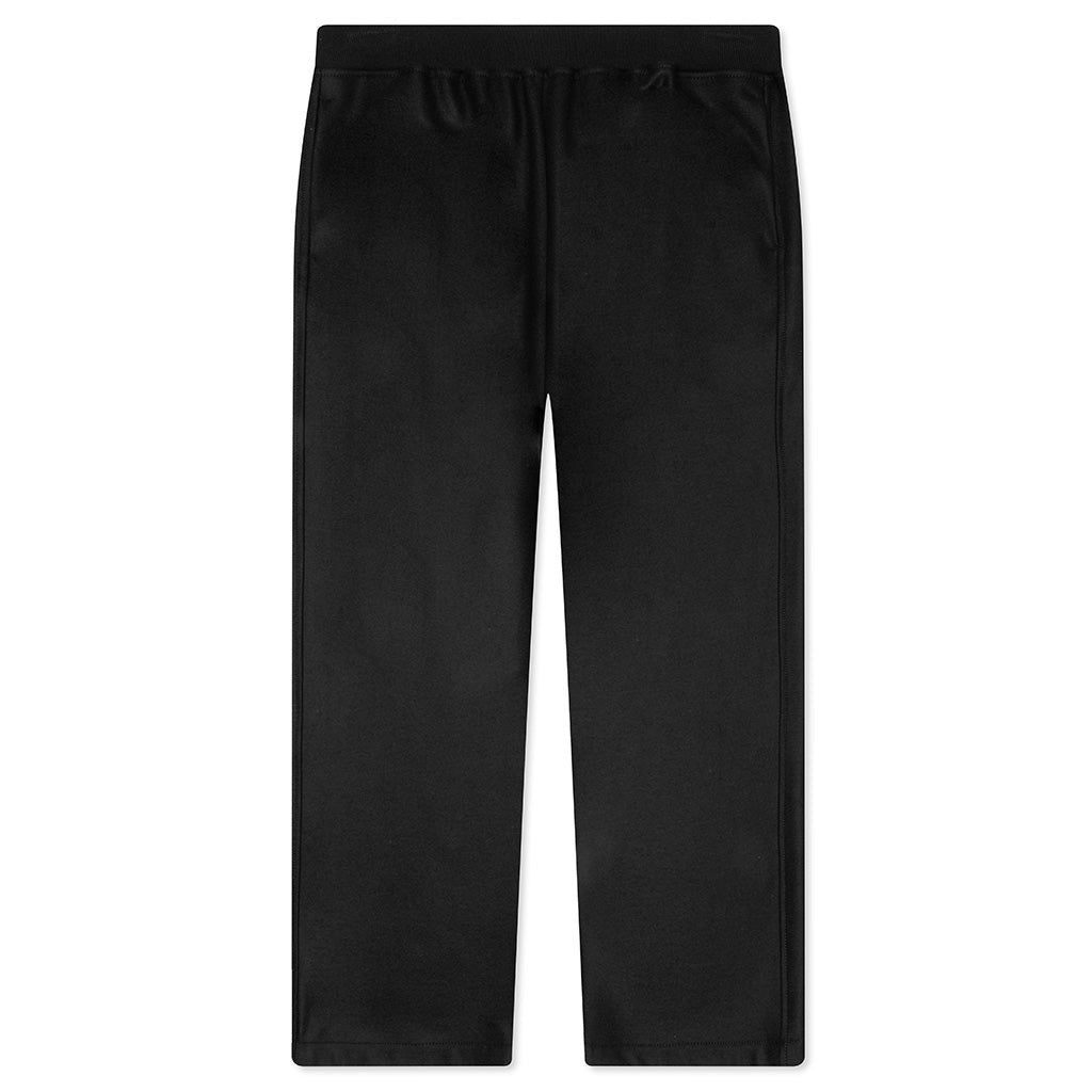 Melton Wool Trousers with Drawstring at Hems - Black