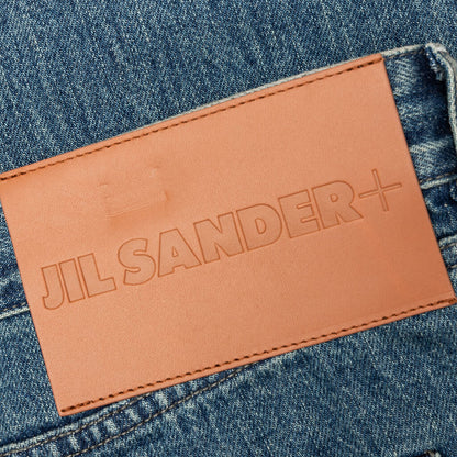Washed and Bleached Raw Denim Trousers - Blue