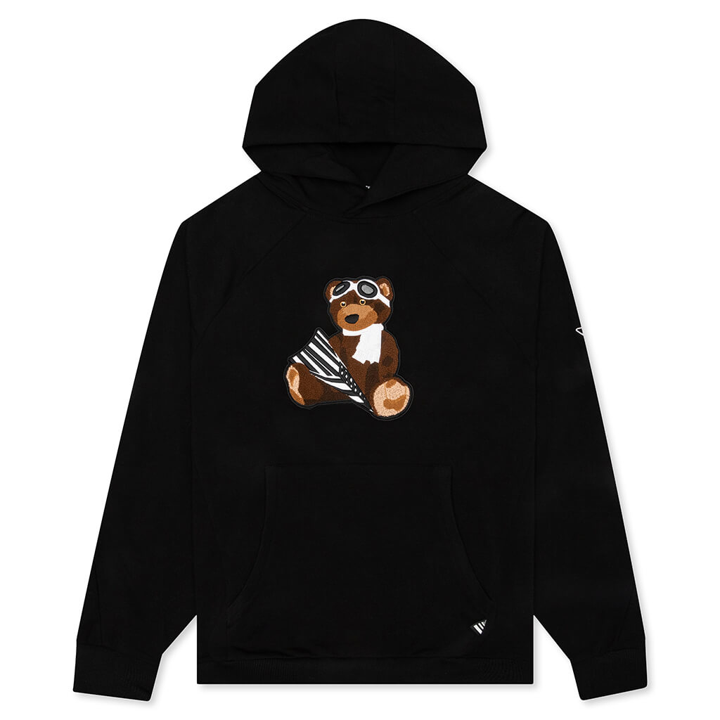Chenille Bear Hoodie - Black