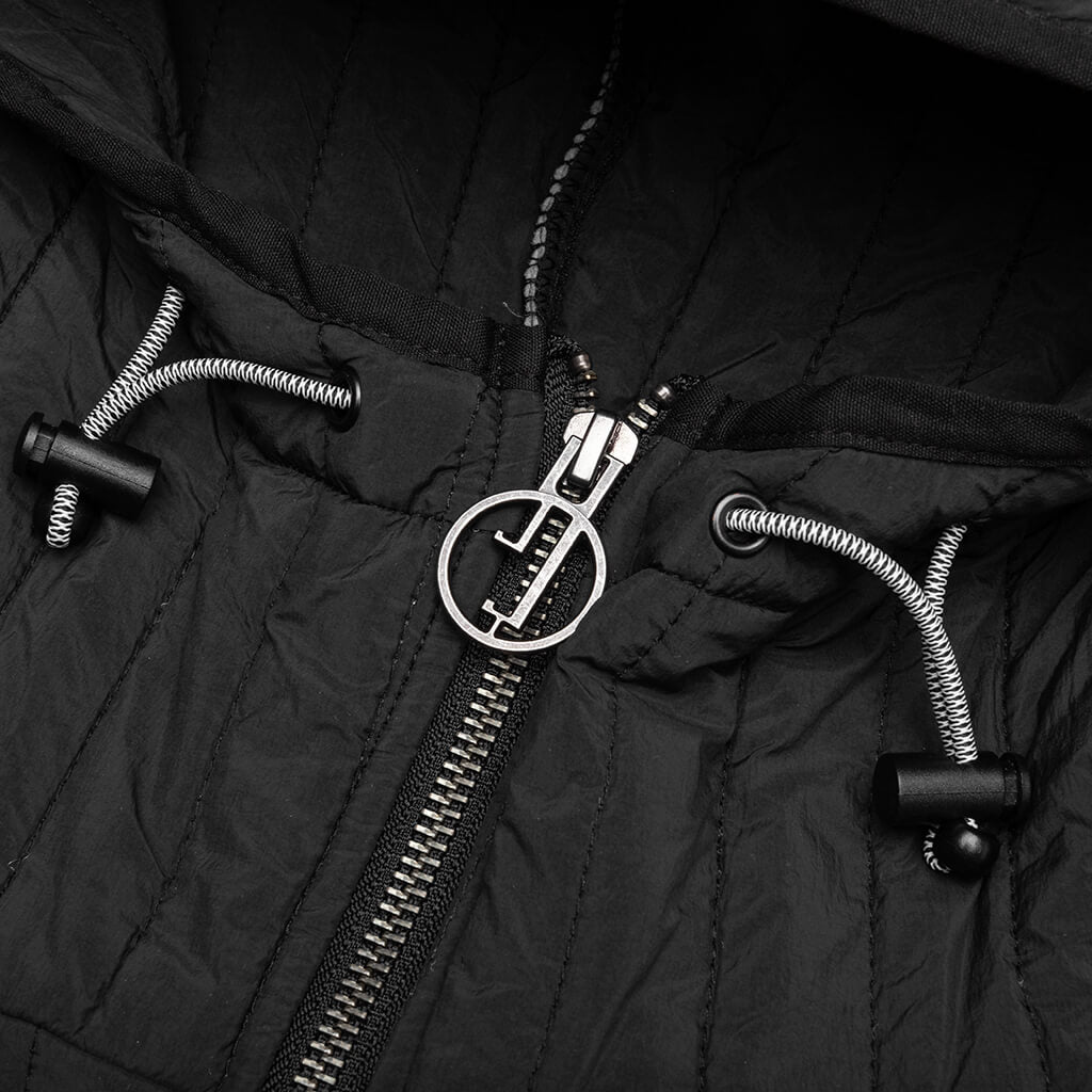 Patches Quilted Zip Hoodie - Black