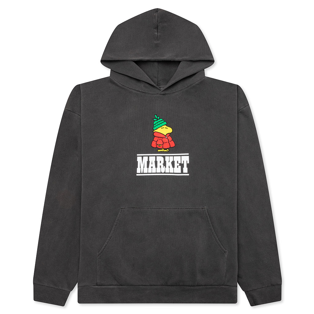 Peanuts Puffer Hoody - Washed Black