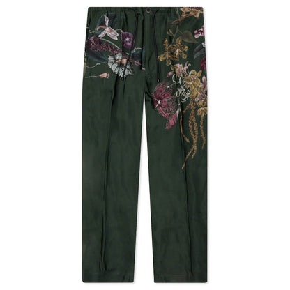 Green Pleat-Front Trousers With Floral Pattern 7092 M.W. - Bot
