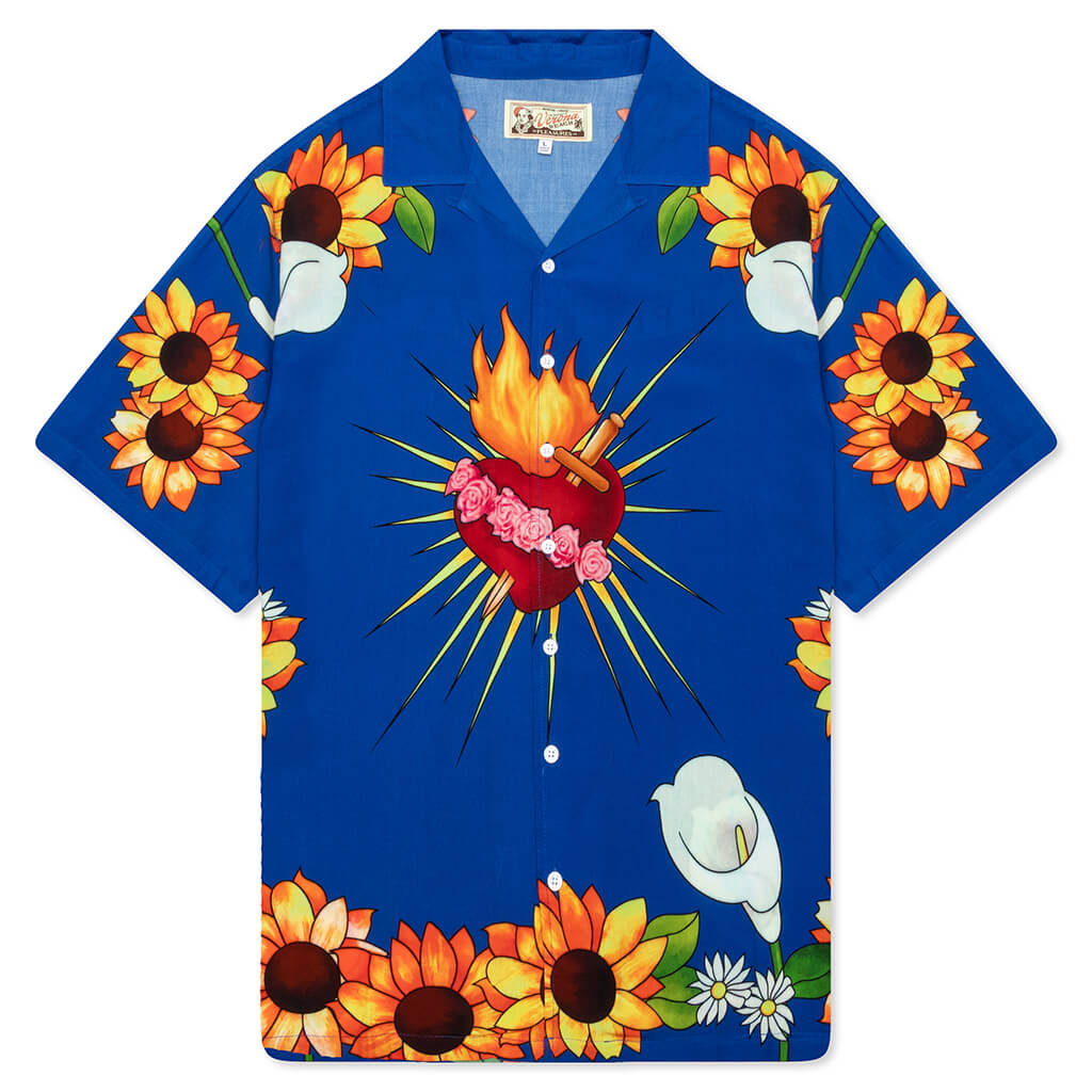 Heart Button Down - Blue