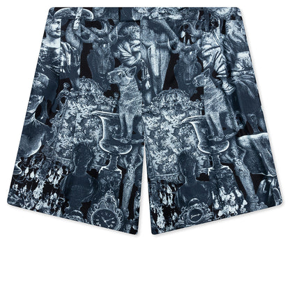 Silk Bermuda Shorts with Hubert Objects - Black/Navy