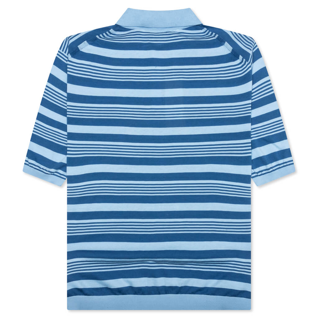 Mixed Striped Polo Shirt - Azure