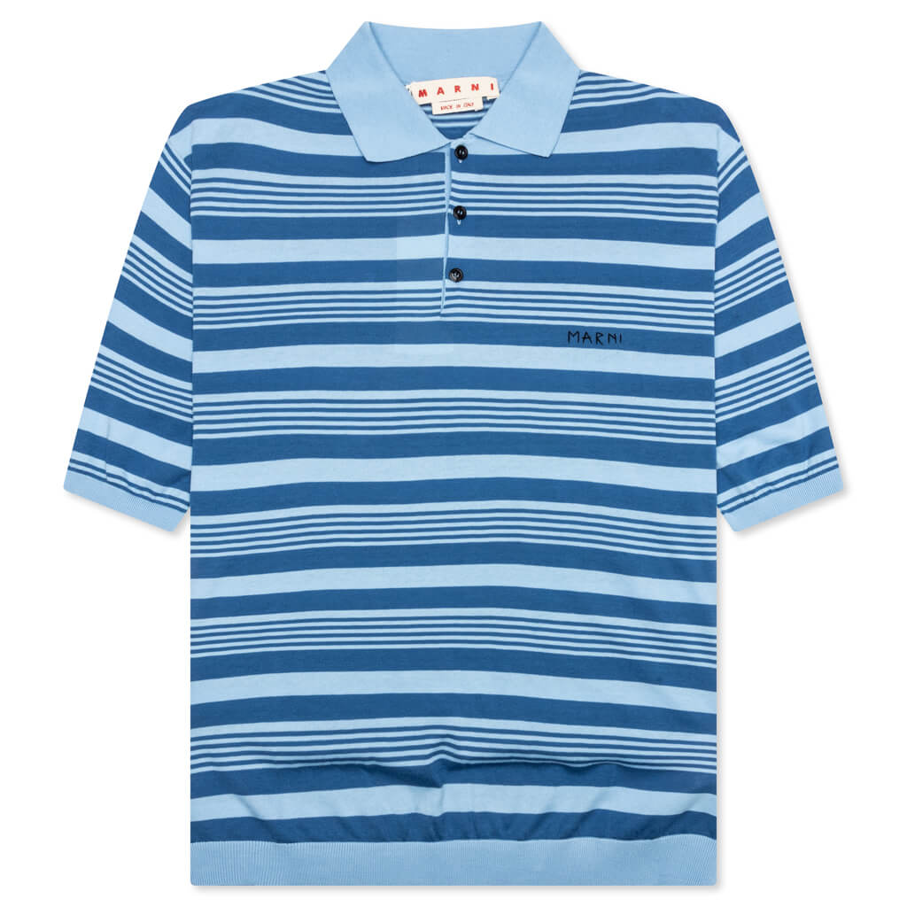 Mixed Striped Polo Shirt - Azure