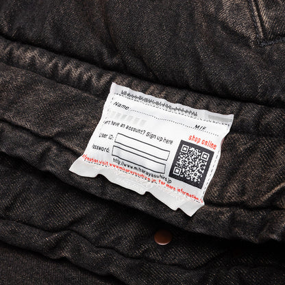 Puffer Denim Jacket - Black