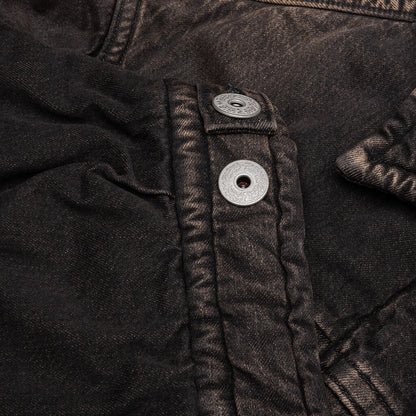 Puffer Denim Jacket - Black