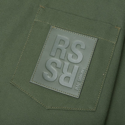 Oversized Bicolor R Pin Denim Shirt - Khaki Blue