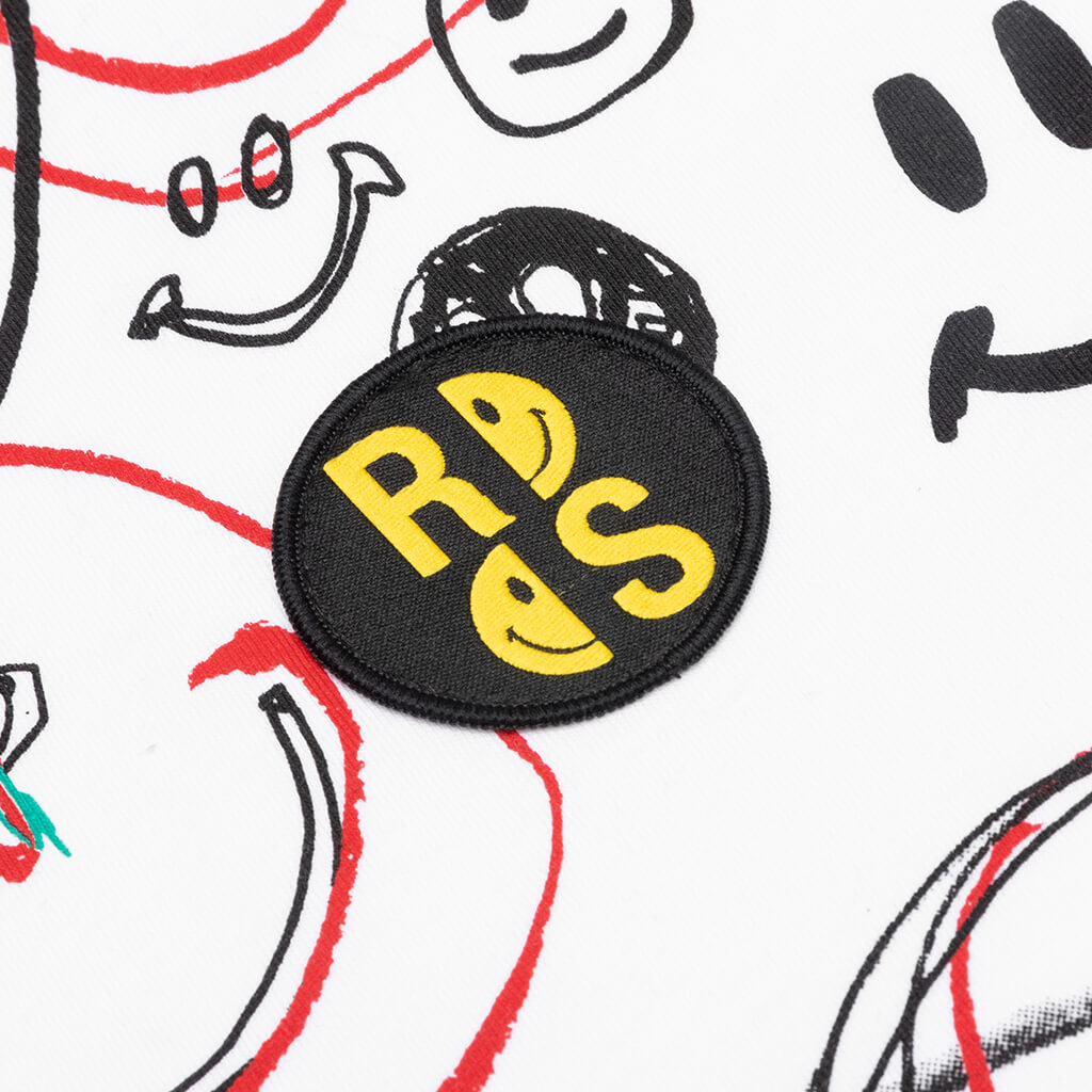 Raf Simons x Smiley Student Drawing Print Big Fit T-Shirt - White