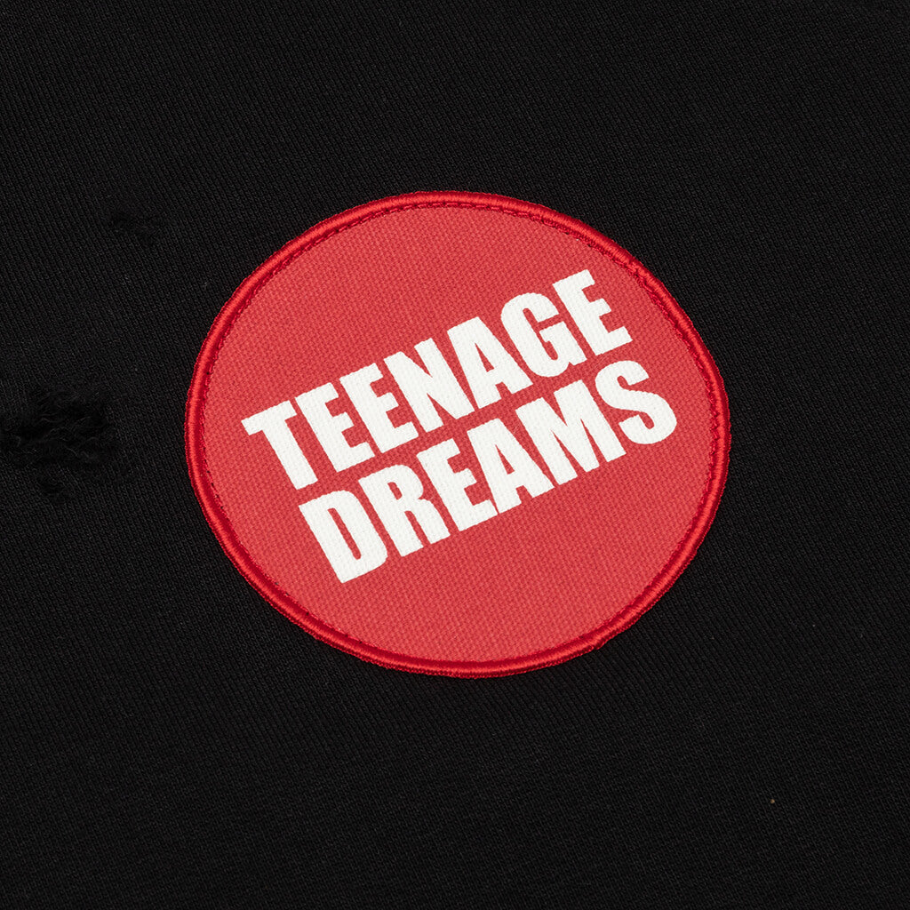 Teenage Dreams Oversized Zipped Hoodie - Black