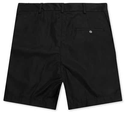 Wide Fit Mini Shorts with Double Pleats - Black