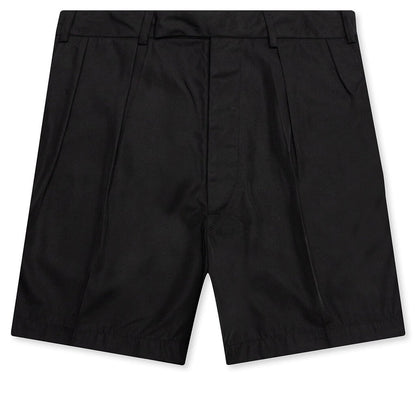 Wide Fit Mini Shorts with Double Pleats - Black
