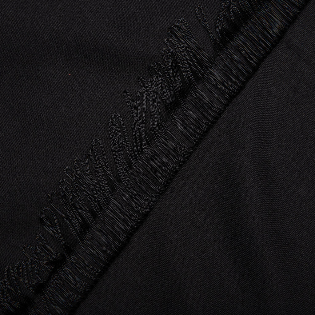 Rayon Jersey Fringe Boot-Cut Track Pant - Black