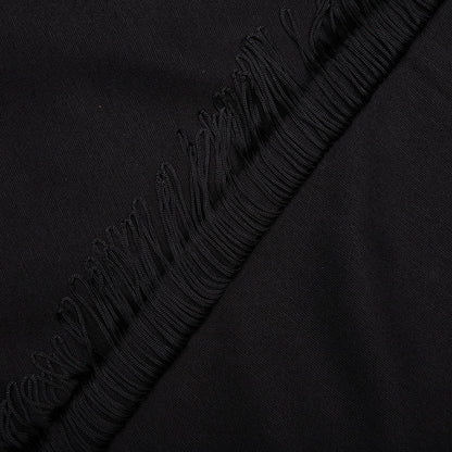 Rayon Jersey Fringe Boot-Cut Track Pant - Black