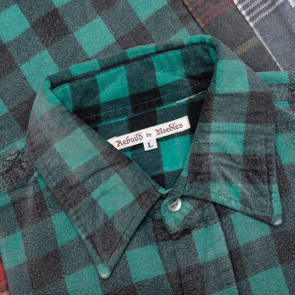 Rebuild by Flannel Shirt 7 Cuts Shirt / Reflection - Green/Black