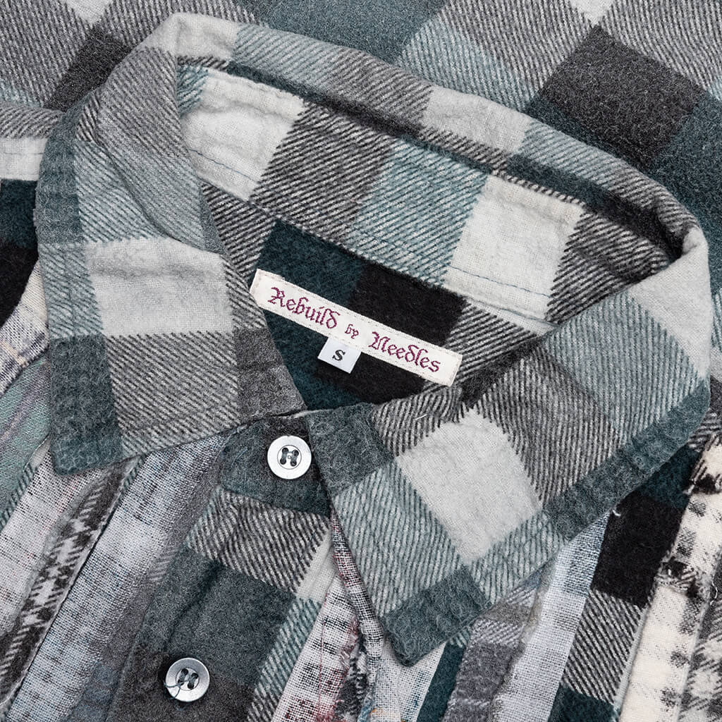Rebuild Flannel Ribbon Shirt Reflection - Aqua/Grey