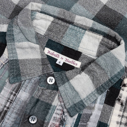 Rebuild Flannel Ribbon Shirt Reflection - Aqua/Grey