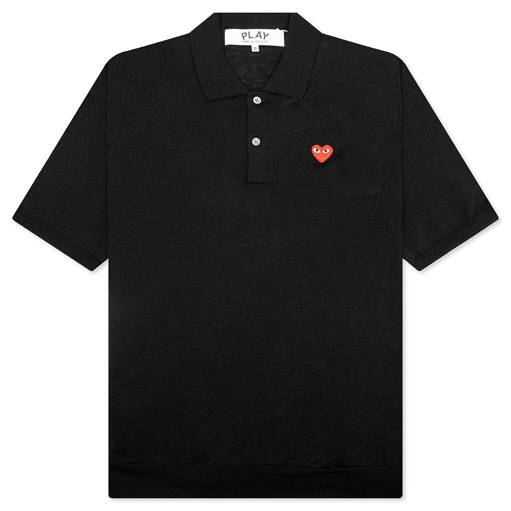 Red Emblem S/S Polo Neck - Black