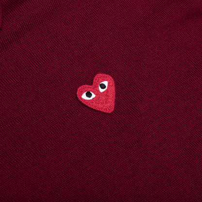 Red Emblem S/S Polo Neck - Burgundy