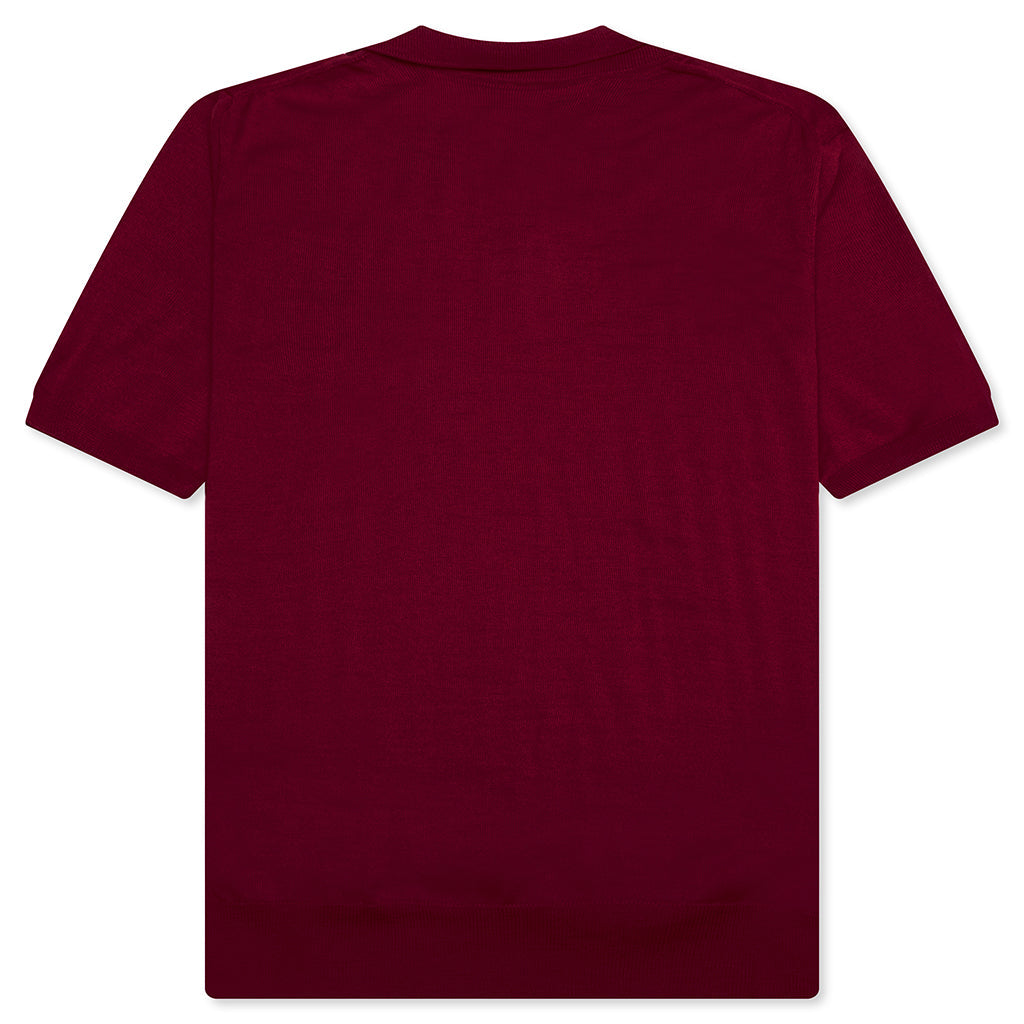 Red Emblem S/S Polo Neck - Burgundy