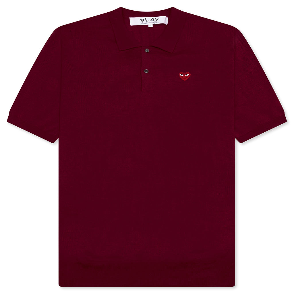 Red Emblem S/S Polo Neck - Burgundy