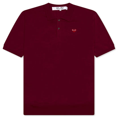 Red Emblem S/S Polo Neck - Burgundy