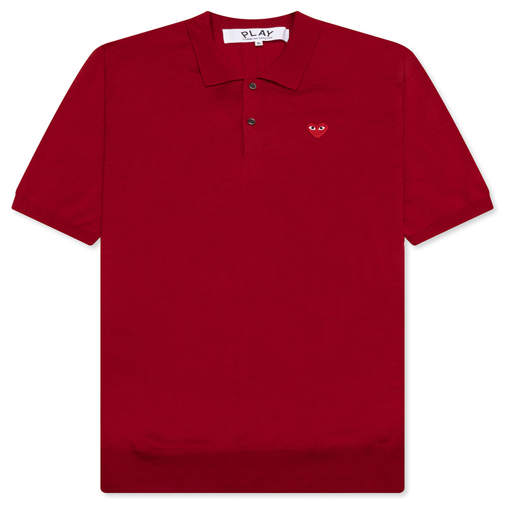 Red Emblem S/S Polo Neck - Red