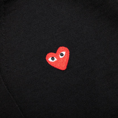 Red Emblem S/S V Neck Cardigan - Black