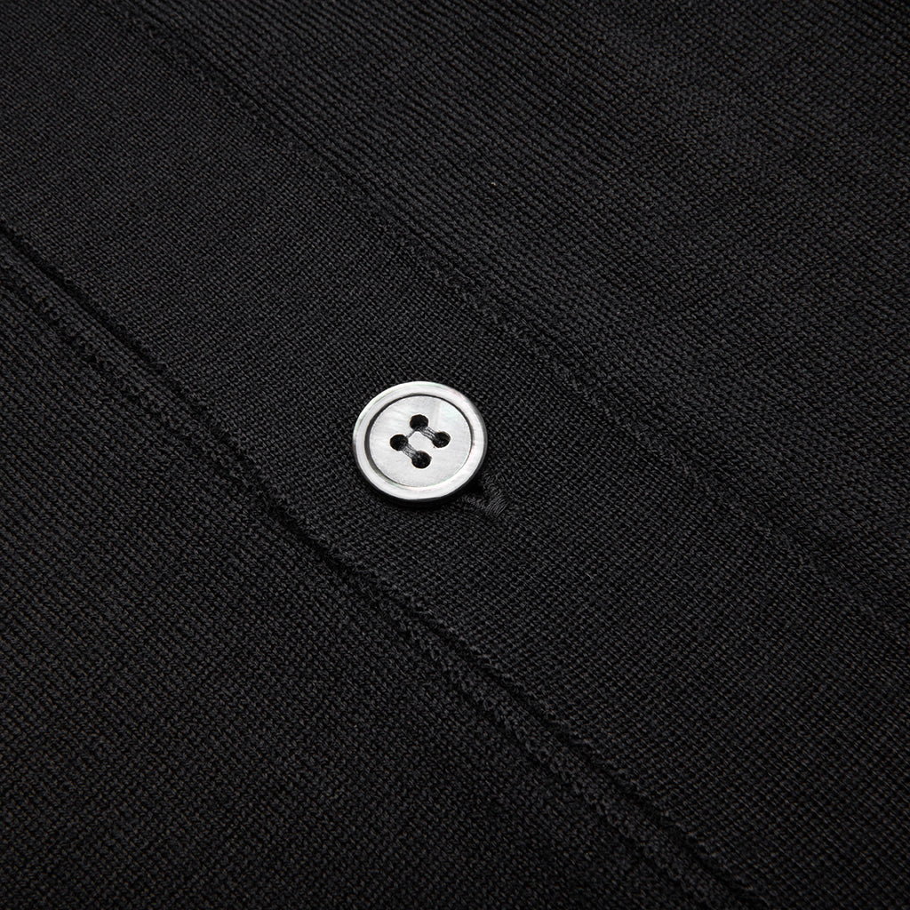 Red Emblem S/S V Neck Cardigan - Black