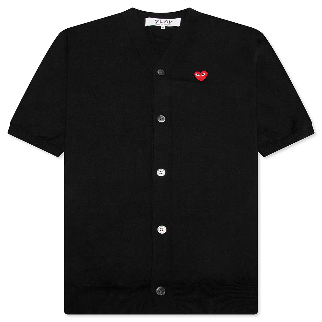 Red Emblem S/S V Neck Cardigan - Black