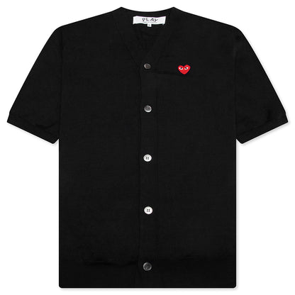 Red Emblem S/S V Neck Cardigan - Black