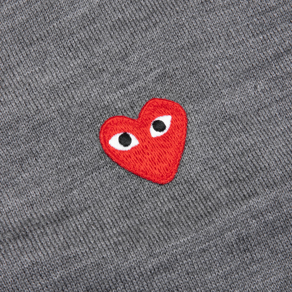 Red Emblem S/S V Neck Cardigan - Grey