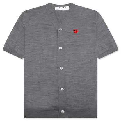 Red Emblem S/S V Neck Cardigan - Grey