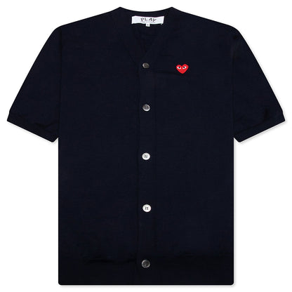 Red Emblem S/S V Neck Cardigan - Navy