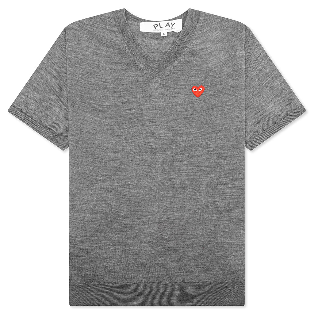 Red Emblem S/S V Neck Sweater - Grey