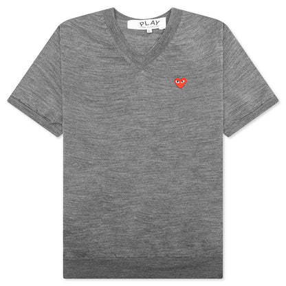 Red Emblem S/S V Neck Sweater - Grey