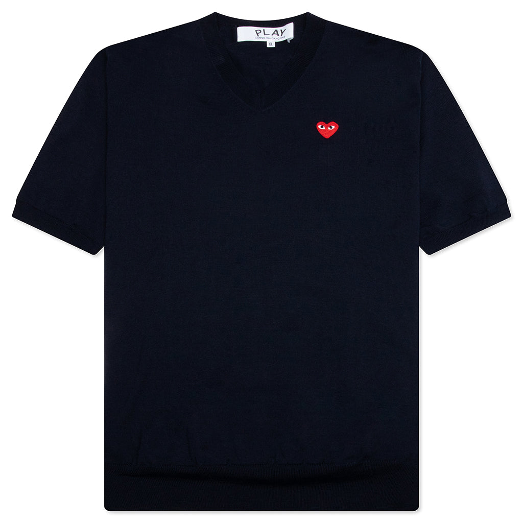 Red Emblem S/S V Neck Sweater - Navy
