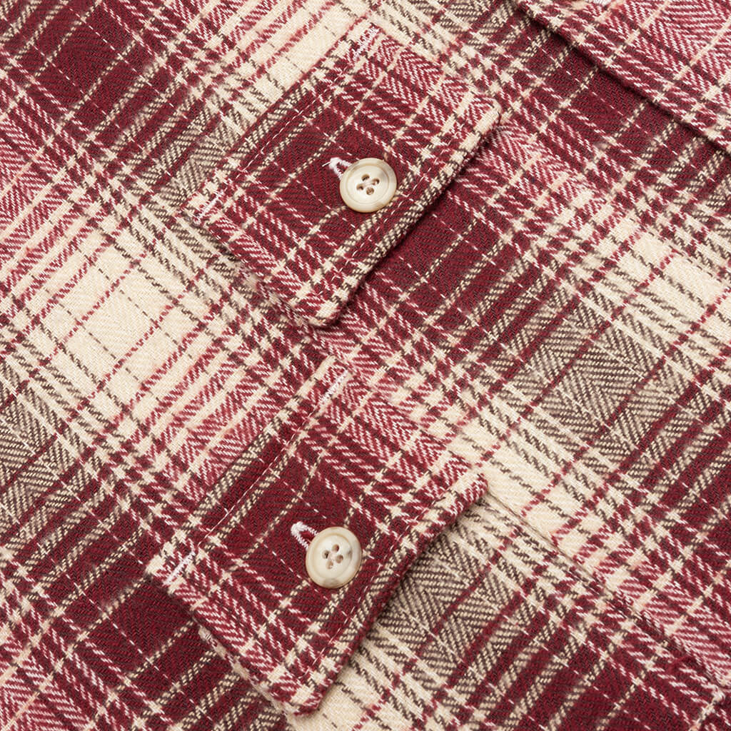 Cargo Pocket Flannel Shirt - Red