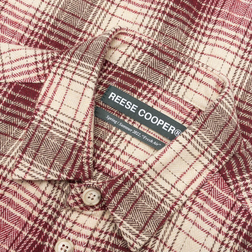 Cargo Pocket Flannel Shirt - Red