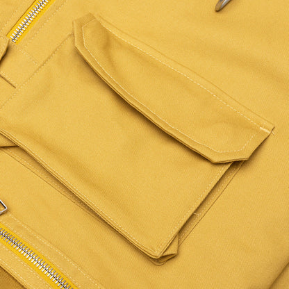 Flannel Lined Cotton Canvas Cargo Jacket - Hotshot Yellow