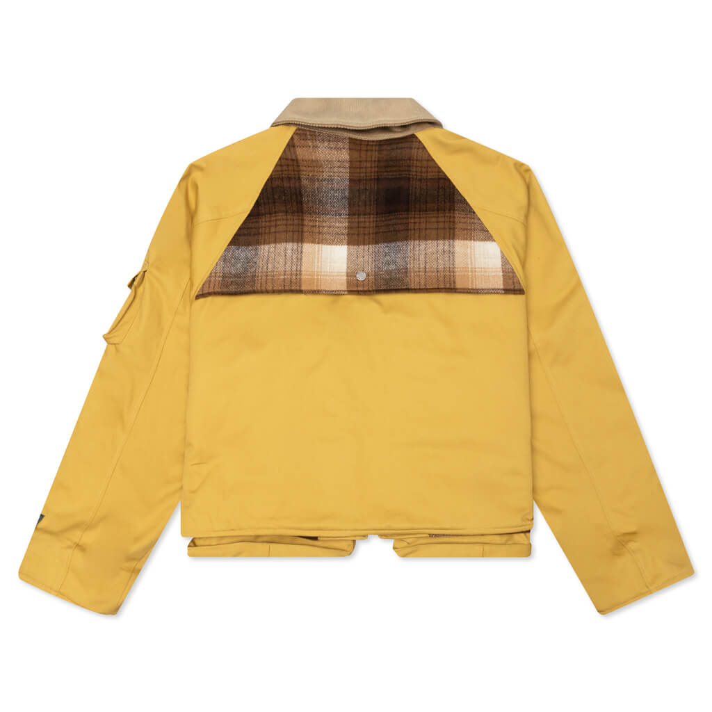 Flannel Lined Cotton Canvas Cargo Jacket - Hotshot Yellow