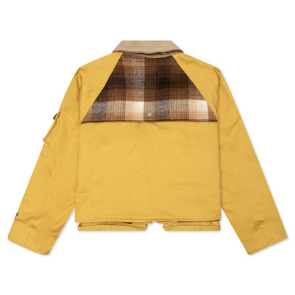 Flannel Lined Cotton Canvas Cargo Jacket - Hotshot Yellow