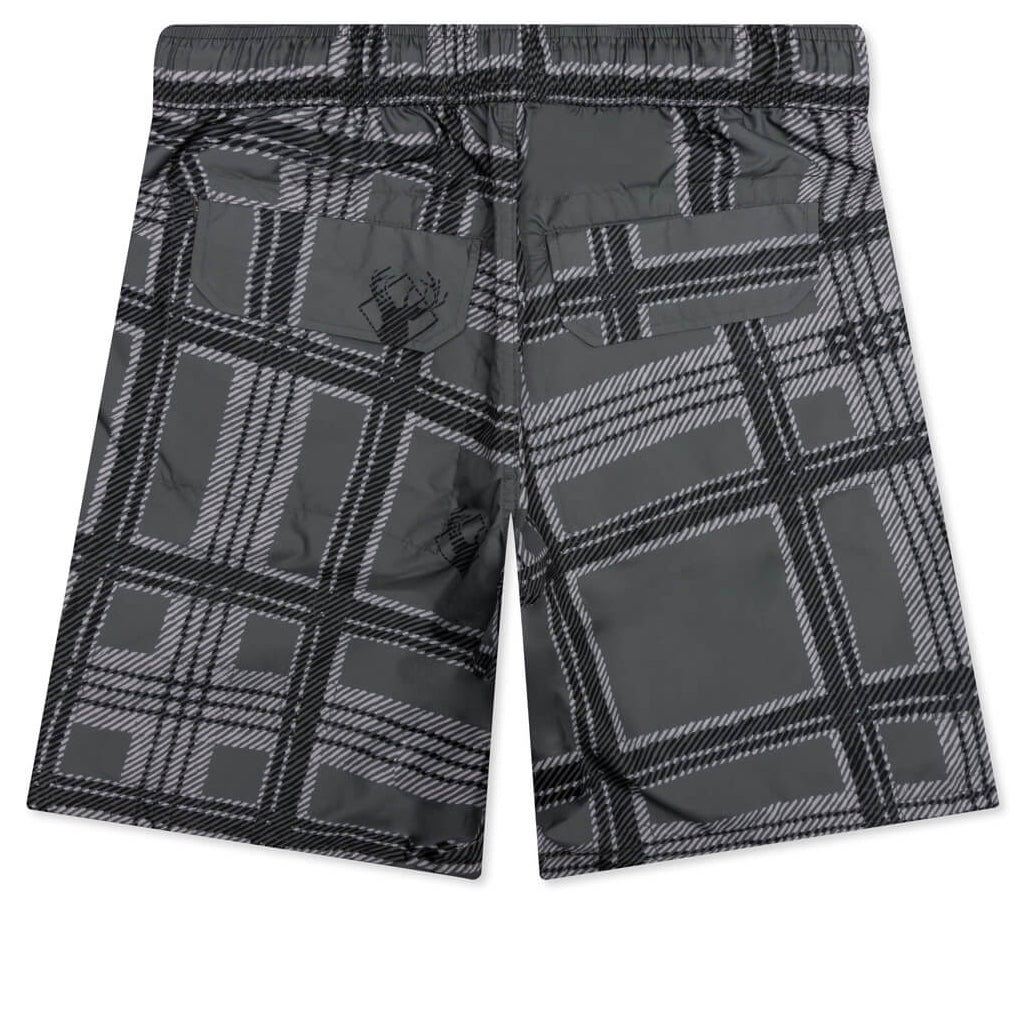 Plaid Ripstop Cargo Short - Black