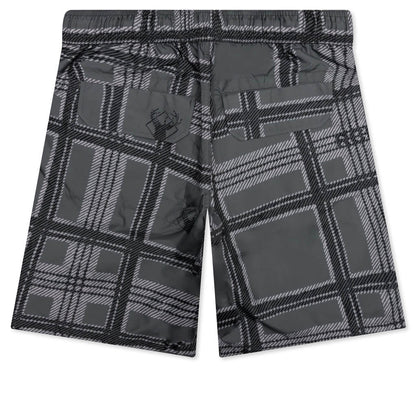 Plaid Ripstop Cargo Short - Black