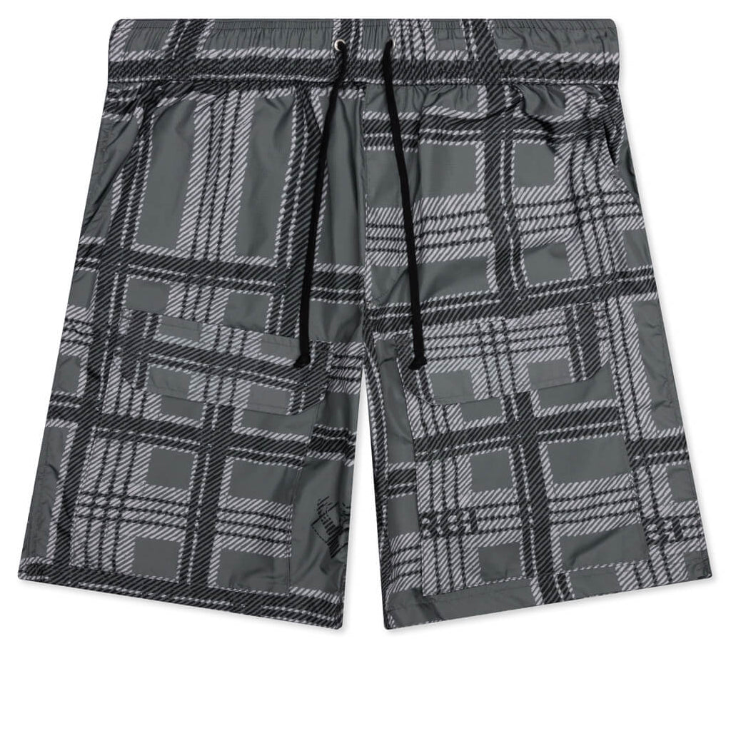 Plaid Ripstop Cargo Short - Black