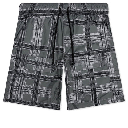 Plaid Ripstop Cargo Short - Black
