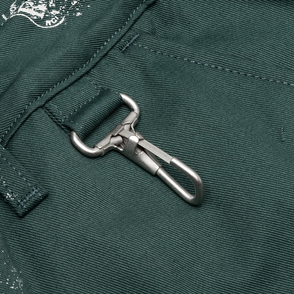 Stamp Print Cotton Canvas Cargo Trouser - Green