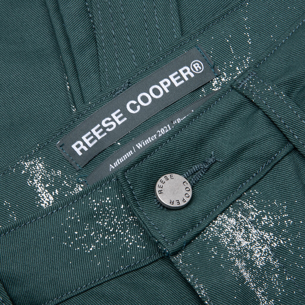 Stamp Print Cotton Canvas Cargo Trouser - Green
