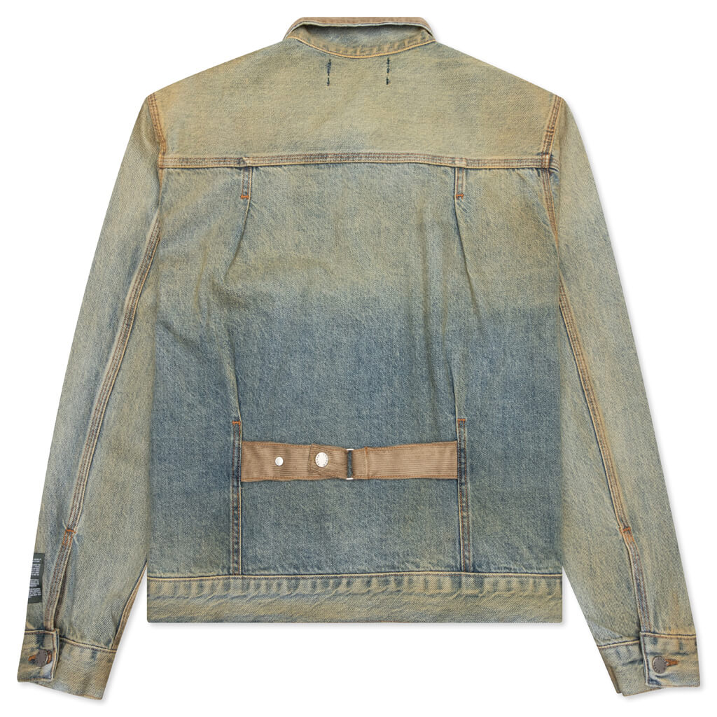 Washed Denim Jacket w/ Corduroy Collar - Denim
